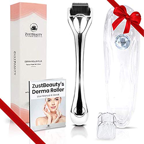 ZUSTBEAUTY | Derma Roller Microneedling Skin Care Tool for Face | Premium 0.3MM Microneedling Roller | Microdermabrasion 540 Titanium Micro Needles Set | Includes FREE Case, Cleaning Cup & User Guide