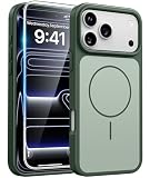 Picture of FNTCASE for iPhone 17 Pro case Green: Compatible with Magsafe, Magnetic 17 Pro Phone Cases with Screen Protector, Military Grade Shockproof Protective Dual-Tone Trending Design‌ Cover, 6.3 inch
