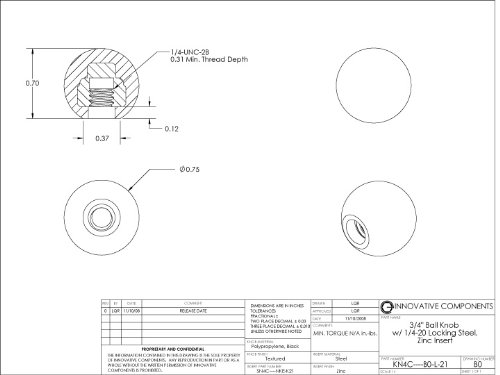 Innovative Components 3/4" Ball Knob 1/4-20 Locking Steel, Zinc Insert 10/Pack #TOP1