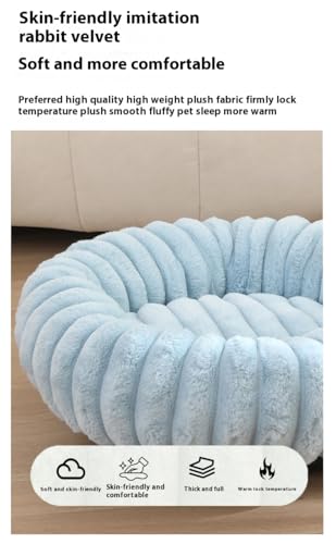 Donut Hundebett für kleine und mittelgroße Hunde, waschbares Kunstfell mit Cord-Fleece und rutschfester Unterseite, rundes Haustierbett mit abnehmbarem Bezug, Beige, L - 80 cm