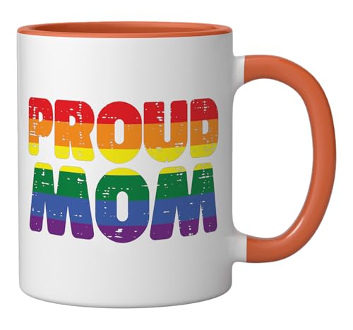 Taza cerámica Gay Ally Proud Mom 11 onzas naranja miniatura 2