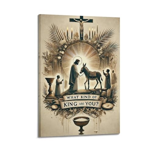 Toile chrétienne vintage de Jésus avec âne pour illuminer votre cœur et votre déco