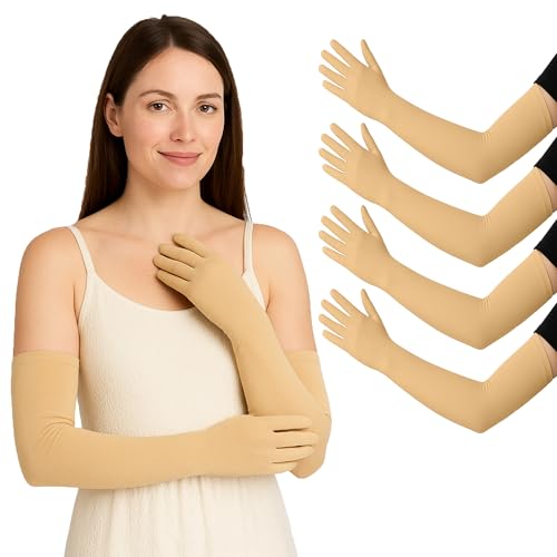 Image of Full Hand Gloves | UPF 50+ Sun Protection Arm Sleeves for Men & Women | UV Blocking Cotton Gloves for Driving, Cycling & Outdoor Sports