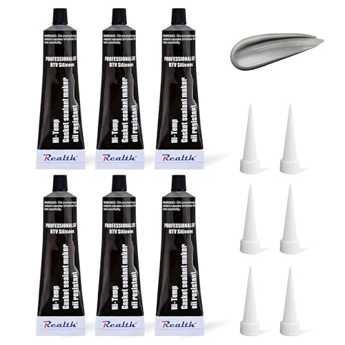 Image of Silicone Gasket Maker 6 Pack High Temperature RTV 3.53 Oz Ultra Grey | Oil Resistance Sealant High Strength Flange Sealing for Automotive Motorbike Machine Equipment Repairing