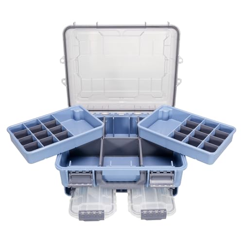 SeaKnight Caja de aparejos de pesca impermeable de 3 niveles, cierre seguro, ABS duradero y compartimentos ajustables, organizador de almacenamiento para carpas, lubina, equipo de pesca de agua dulce
