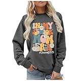 LINASHI Bath Matts For Shower Mat In My Senior Mom Era Graduating Class Of 2025 Sweatshirt Letter Printed Hooded Sweatshirt Athletic Pullover Tops (JB-Grey, XL)