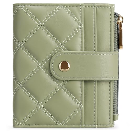 Image of FALAN MULE Small Wallets Woman Leather Bifold RFID Blocking Card Holder With Zipper Coin Pocket