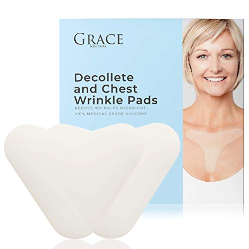 Grace Chest Wrinkle Pads 2-Pack | Silicone Chest and Decollete Wrinkle Remover | Hydrating and Anti Aging 100% Silicone Pad for Sun Damage, Deep Wrinkles and Skin Blemishes