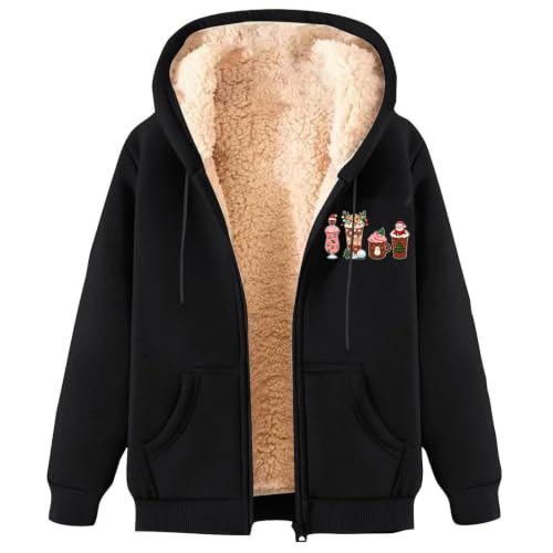 Christmas Sweatshirts For Women Fleece Lined Zip Up Hoodie Jackets - image 5