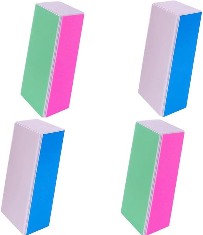 4 Way Nail Buffer Block, 4pcs Nail Shine Buffers Blocks Files for Acrylic Nails Smoother Buffing Block Polisher, Fingernail File Buffer 120/240/600/3000 Grit, Manicure Pedicure Tools