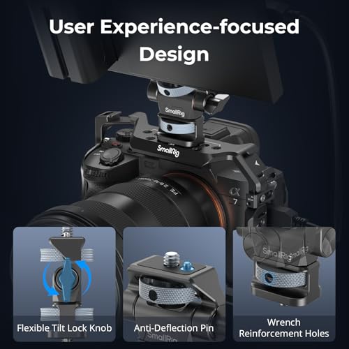 Image of SmallRig Adjustable Camera Monitor Mount, 360 Swivel and 180 Tilt Monitor Holder, with 1 /4 inch- 20 Screws, Bouncy Locating Pins, Anti-Twist Design, for Ninja V and V+ Monitors