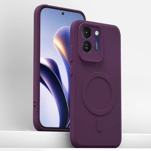 Image of Outlouders Back Cover for Poco M8x 5G | Soft Matte Silicone | Slim Fit | Magnetic-Safe Logo Design (Magnetic-Safe Not Compatible) | Shockproof | Camera Protection Bumper Case (Purple)