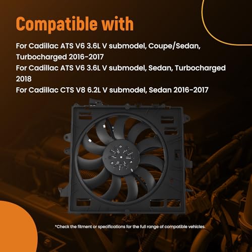 Image of MaXpeedingrods Engine Radiator Cooling Fan w /Brushless Motor for Cadillac ATS 2016-2018, CTS 2016-2017, for Chevrolet Camaro 2016-2020, 84100128 84790788 GM3115292 3115292