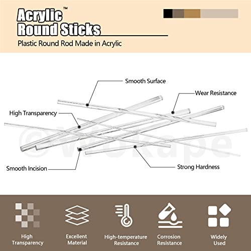 Image of 30Pcs 12 Inch Acrylic Clear Rods Kit, 6 Sizes Clear Acrylic Dowel Rods Plastic Round Rod for DIY Crafts(3 /4 /5 /6 /8 /10mm Dia)
