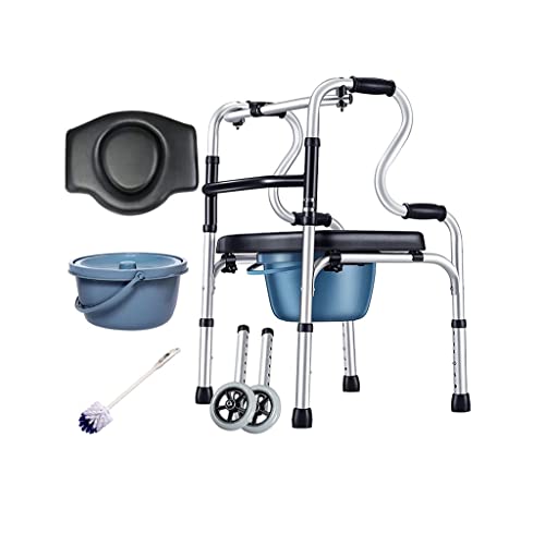 FQCXCKJ Silla de Ducha/Inodoro Plegable, portátil, Plegable, para la cabecera, con Altura Ajustable, con reposabrazos y Cubo.