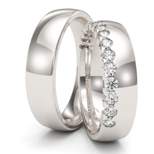 KOLIBRI RINGS Paarpreis Silber Eheringe Rhodiniert 15 Zirkonia Steine Trauringe Partnerringe Freundschaftsringe - Gratis Gravur und Etui Cover