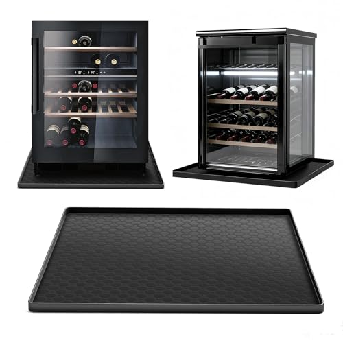 Image of Mini Fridge Silicone Mat 19.7"x19.7"x0.4", Silicone Mat for Mini Fridge Non-Slip Drip Pan, Appliance Protector for Refrigerators, Washers, Dryers, Fridge Mats (Black)