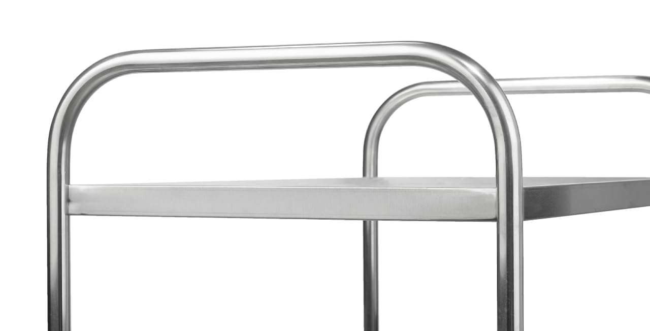 METRO Professional Carrito de Servicio GST1002 con 2 estantes, Acero Inoxidable, Plata, Ideal para Restaurante (Plata - 2 estantes)