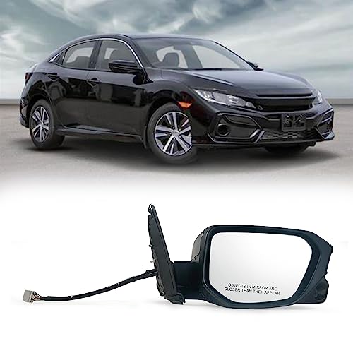 Lqito Right Passenger Side Door Mirror Compatible with 2016-2021 Honda Civic Sedan/coupe/hatchback Lx/Ex/Sport with Power Heated and Camera Match to Black Replace 76208-TBC-A02ZA HO1321284 (11pin)