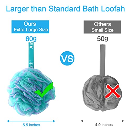 AmazerBath Shower Bath Sponge Shower Loofahs Balls 60g/PCS for Body Wash Bathroom Men Women- Set of 4 Flower Color Pack