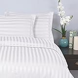 Elegant Comfort 1500 Thread Count -DAMASK STRIPES- Egyptian Quality Luxurious Silky Soft WRINKLE & FADE RESISTANT 3pc Duvet Cover Set, Full/Queen, White
