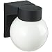Sunlite ODI1000 6-Inch Incandescent Wall Mount Globe Outdoor Fixture, Black Finish with White Glass