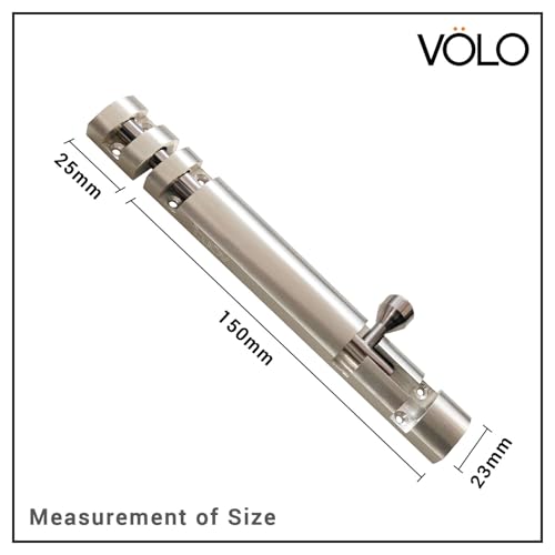 Image of VOLO 24 Pieces | 6 Inch Tower Bolt Stainless Steel Rod | Heavy Duty Door Latch Lock, Rust Resistant Safety Kundi Chitkini for Main Door Home Office (150mm /6 Inch, Silver)