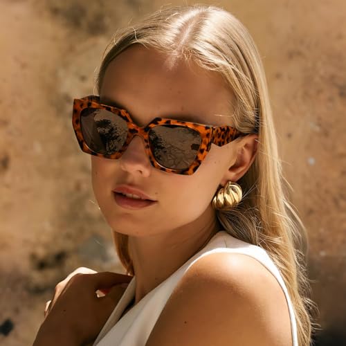 Dollger Polarized Big Trendy Square Cat Eye Sunglasses for Women Fashion Cool Stylish Retro Designer Sun Glasses UV4003