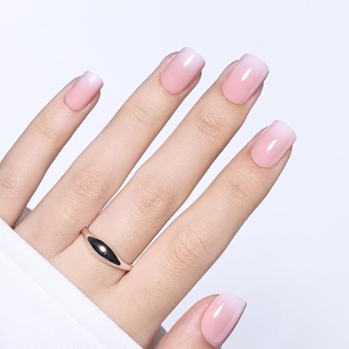 Ombre Press On Nails - Short Square Light Pink Press on Nails, Gl...