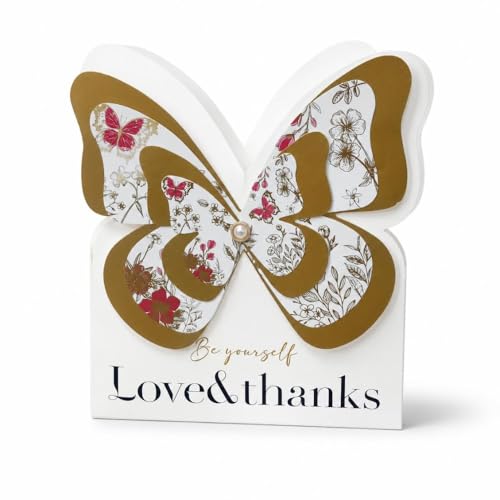 Image of Oasis Pack of 10 Luxury Butterfly Style Flower Paper Baskets - Gold Cardboard Bouquet Gift Boxes - Decorative Floral Arrangement Containers - Elegant Packaging for Fresh Flowers, Hampers, Weddings & Gifting - 5764 (P-10)