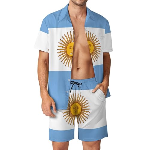 Casual Summer Outfits for Men, 2 Piece Sets Short Sleeve Button Down Shirts and Beach Shorts