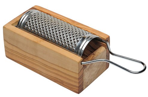 Râpe à fromage râpe à parmesan bois d'olivier inoxydable avec réservoir Cover