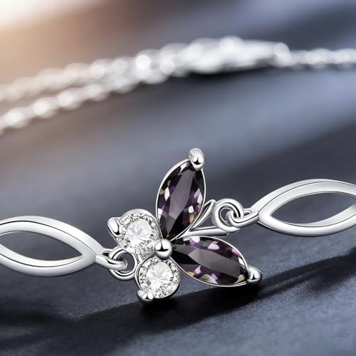 Image of Sterling Silver Butterfly Link Bracelet for Women,Adjustable Charming Dainty Jewelry,Ideal Gift for Mom,Wife and Her