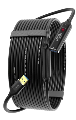ZVOIYKM USB 3.0 Active Extension Cable 50FT (15M) with Signal Booster - 5Gbps High Speed Data Transfer Male to Female Repeater Cord in-Wall Compatible for VR Headset Printer Hard Drive Xbox PC