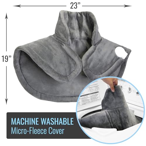 Image of DMI Plush Micro-Fleece Weighted Heating Pad for Neck, Shoulders & Back - 4 Heat Settings, Auto Shut-Off, 9' Cord, Gray, Large