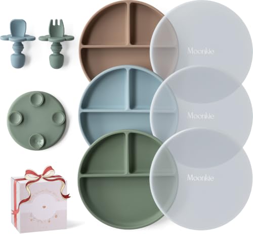 Moonkie 3pc Silikon Kinderteller mit