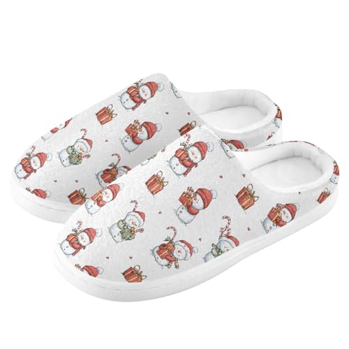 Fuzzy Memory Foam Slippers for Women/Men Snowman Gift Pattern Fluffy Winter House Shoes Indoor and Outdoor4