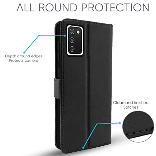 Image of Pikkme Samsung Galaxy A03s Flip Case Leather Finish | Inside TPU with Card Pockets | Wallet Stand and Shock Proof | Magnetic Closing | Complete Protection Flip Cover for Samsung Galaxy A03s (Black)