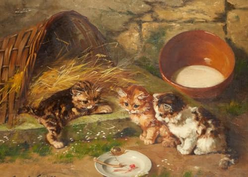 Kit de pintura por números de tres gatitos con lienzo texturizado fácil de pintar