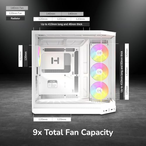 Image of HYTE Y50 RGB Essential Aesthetic Gaming PC Case - 4 Included aRGB Fans (1x 120mm + 1x 360mm Reverse) - Dual Chamber ATX Desktop Chassis - Rear Connect Motherboard Compatible - Snow White