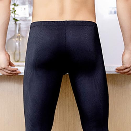 Men's Thermal Ribbed Leggings Bulge Pouch Compression Pants Seamless Base Layer Bottoms4