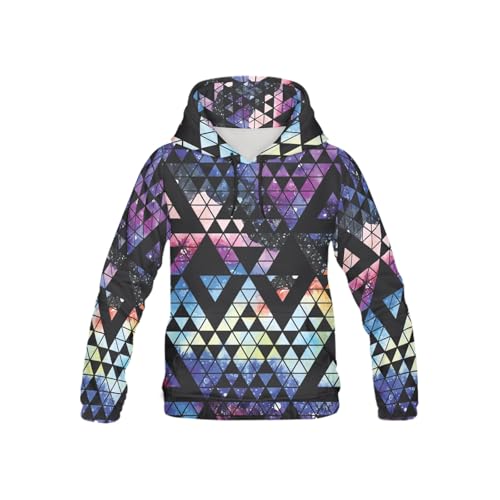 Space Galaxy with Geometric Shapes Long-sleeve All Over Print Athletic Hoodies Pullover Sweatshirt