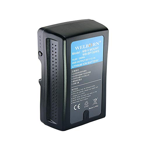 WELBORN V Mount 14.8V 150Wh Rechargeable Li-ion Battery for Broadcast Video Camcorder, V Mount Battery for Sony HDCAM, XDCAM, Digital Cinema Cameras Series and Other Camcorders WELBORN V Mount 14.8V 150Wh Rechargeable Li-ion Battery for Broadcast Video Camcorder, V Mount Battery for Sony HDCAM, XDCAM, Digital Cinema Cameras Series and Other Camcorders