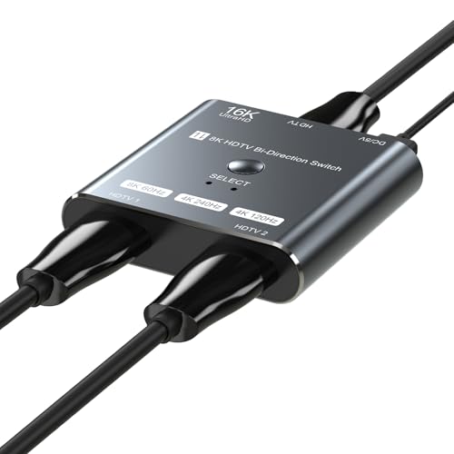 4K 240Hz HDMI 2.1 Bi-Directional Switch - 2 in 1 Out Switcher/1 in 2 Splitter Supports 8K@60Hz & 4K@60Hz Compatible with PS5XboxRoku Firestick Computersetc