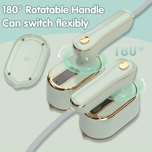 Image of Travel Steamer Iron for Clothes Mini - Portable Ironing Machine Travel Small Size Portable Steamer Travel College Dorm Home Essentials (MintGreen)