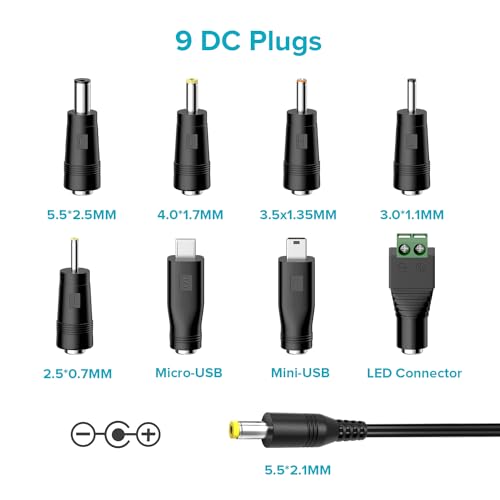 Zozo ZZ-12W Universal Ac/Dc Adapter 12W Switching Power Cord 3V 4.5V 5V 6V 7.5V 9V 12V Charger Adapter thumb #2