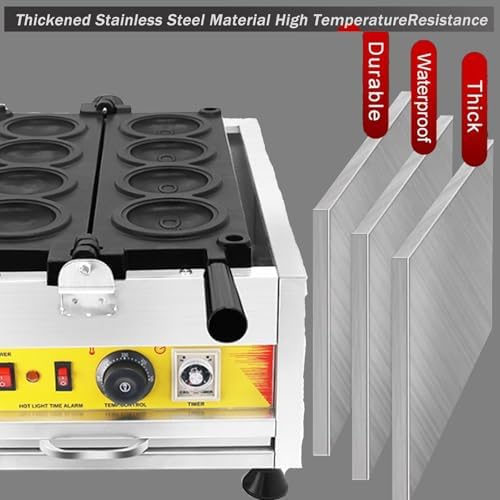 Dual-Sided Nonstick Hamburger Press & Ice Cream Waffle Maker, 3200W Commercial Baking Machine with Adjustable 50-300℃ Temp for Snack Shops, Restaurants & Food Trucks