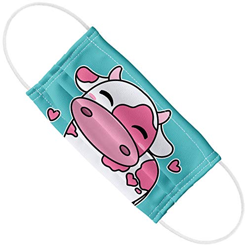 Popfunk Cute Kawaii Strawberry Milk Cow 1-Ply Reusable Face Mask Covering with Adjustable Nose Wire, Unisex