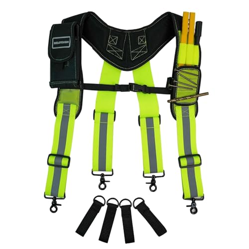 Image of MELOTOUGH Magnetic Tool Belt Suspenders with Magnetic WristBand for Work Belt Padded Suspenders Constrcution