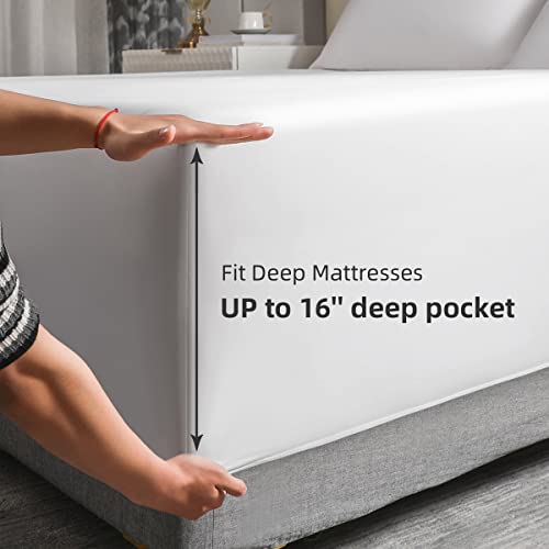 100% Cooling Bamboo Twin Xl Size Fitted Sheet - Bottom Sheet - Deep Pocket - Soft Breathable -Shrinkage And Fade Resistant -1 Fitted Sheet Only (Twin Xl, White) #TOP2